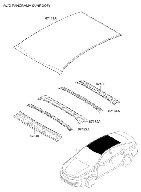 2018 Kia Optima Rail-Roof Center NO2 Diagram for 67142D4000