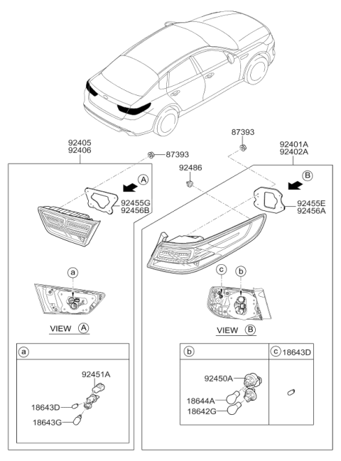 2018 Kia Optima Lamp Assembly-Rear Combination Diagram for 92404D4230