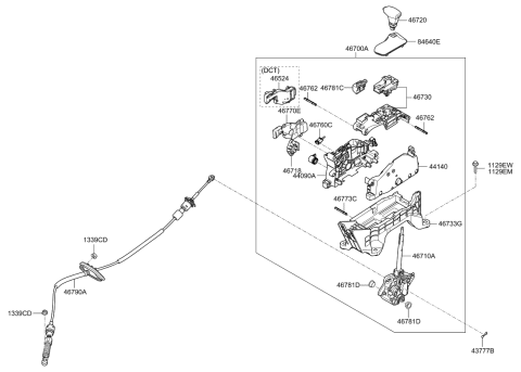 2017 Kia Optima Automatic Transmission Shift Control Cable Diagram for 46790D5400