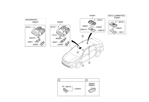 2018 Kia Optima Lamp Assembly-Overhead Console Diagram for 92810D4000CGA