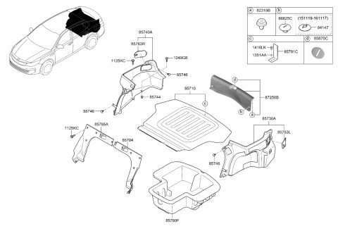 2017 Kia Optima Tray Assembly-Luggage,Ct Diagram for 85780D5000WK