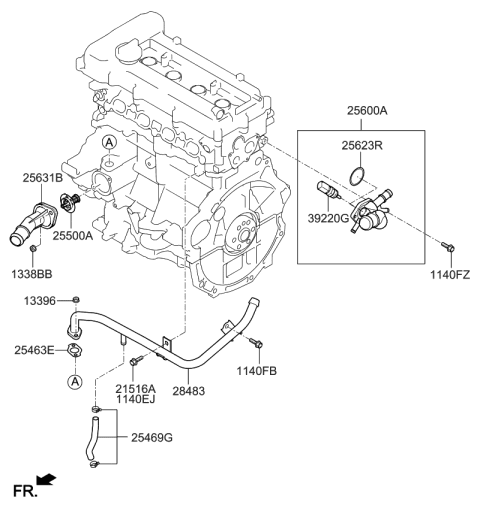 2018 Kia Optima Coolant Pipe & Hose Diagram 1