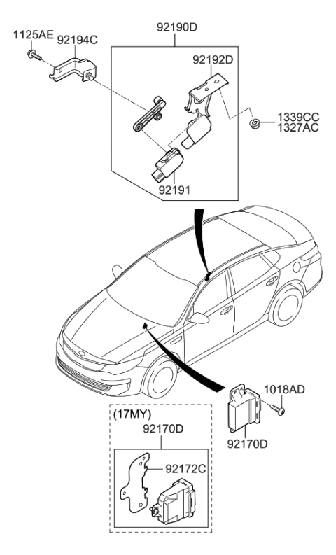 2016 Kia Optima Bracket Assembly-Sensor Diagram for 92192D4500