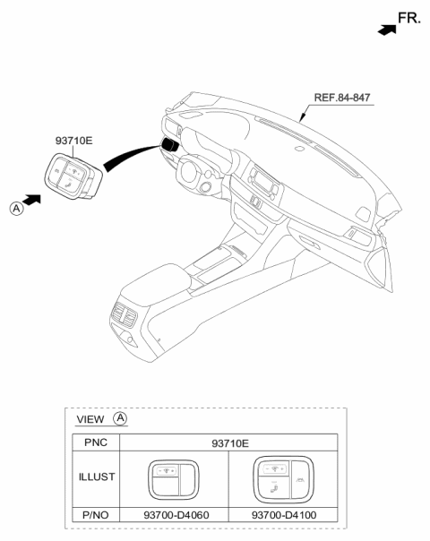 2017 Kia Optima Switch Assembly-Side Crash Pad Diagram for 93700D4070WK