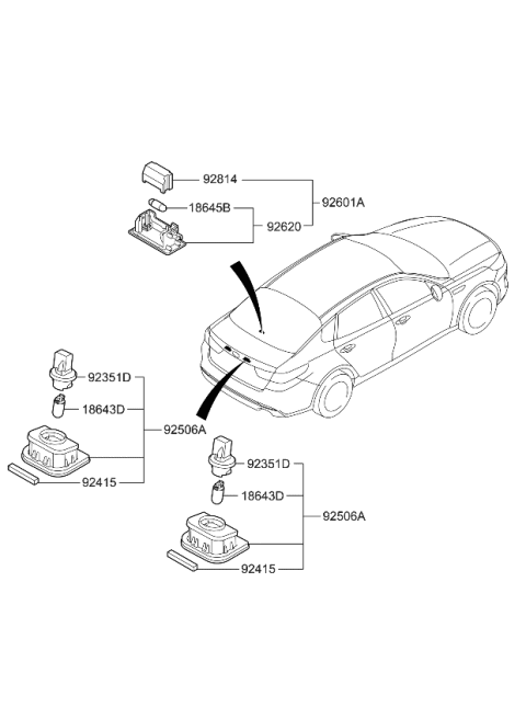 2018 Kia Optima License Plate & Interior Lamp Diagram