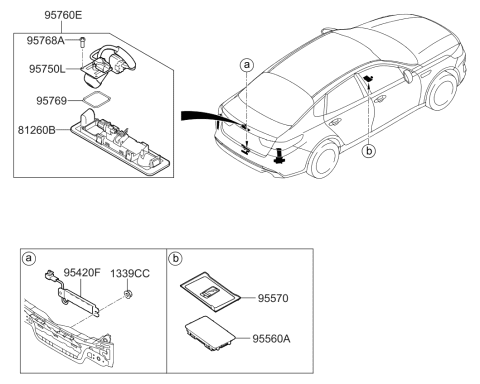 2018 Kia Optima Rear Camera & Trunk Lid Diagram for 95760D5000