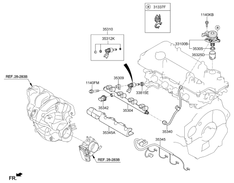 2016 Kia Optima Injector Assembly-Fuel Diagram for 353102B160