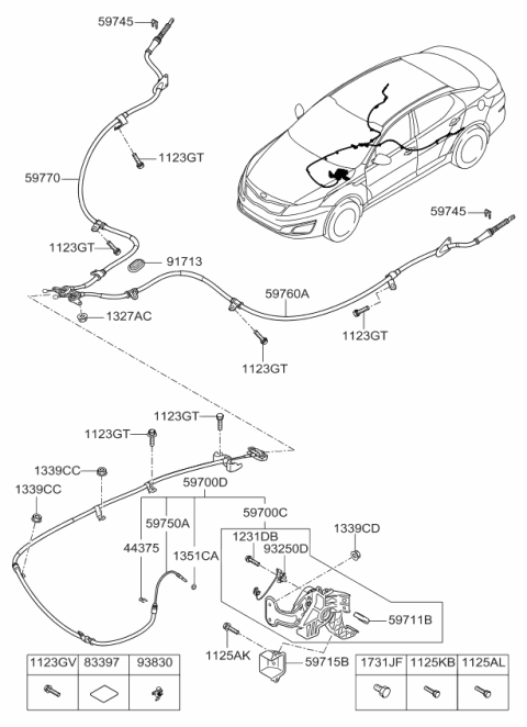 2016 Kia Optima Cable Assembly-Parking Brake Diagram for 59750D4000