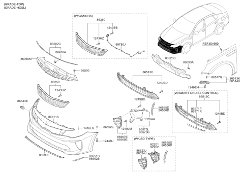 2017 Kia Optima Cover-Front Bumper Fog Diagram for 86524D5200