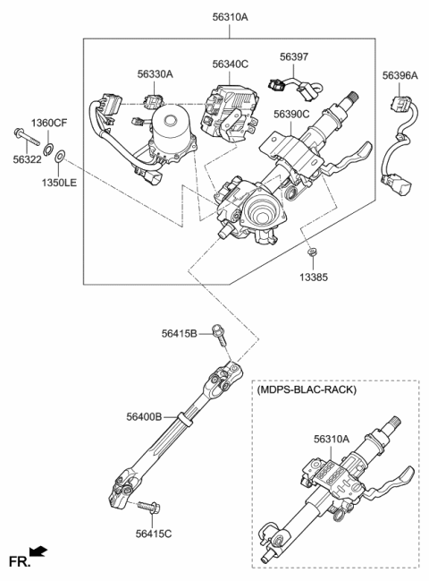 2016 Kia Optima Steering Column & Shaft Diagram