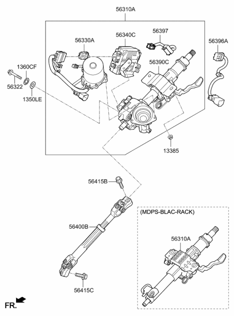 2016 Kia Optima Column Assembly-Upper Diagram for 56310C1000