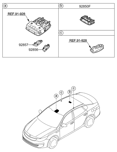 2016 Kia Optima Sunvisor & Head Lining Diagram 2