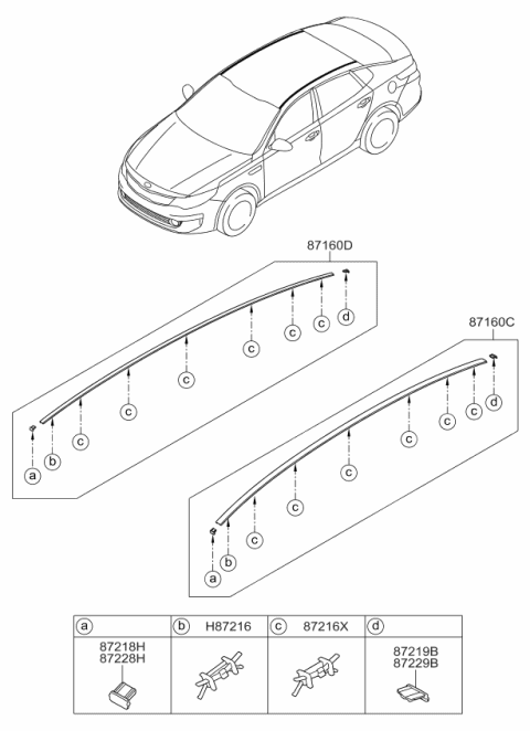 2016 Kia Optima Roof Garnish & Rear Spoiler Diagram 1