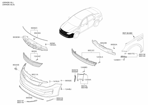2017 Kia Optima Bumper-Front Diagram 1