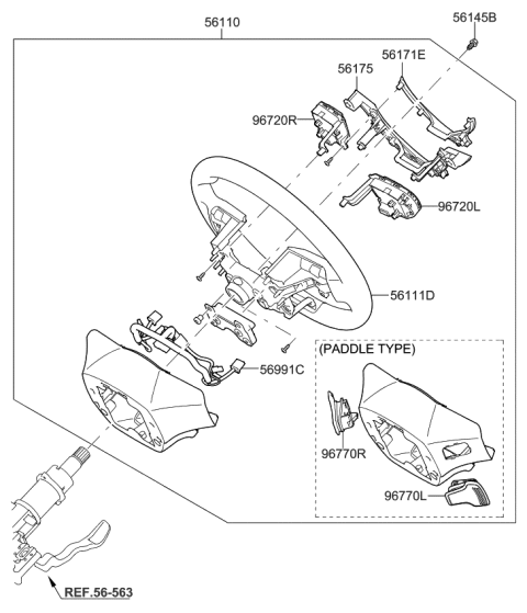 2018 Kia Optima Steering Wheel Body Diagram for 56120D4400DCD
