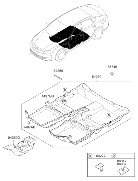 2017 Kia Optima Pad Assembly-Front TUNNE Diagram for 84250D5000