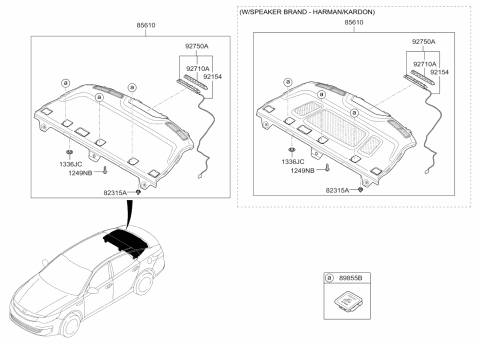 2018 Kia Optima Rear Package Tray Diagram