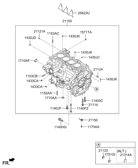 2017 Kia Optima Block Assembly-Cylinder Diagram for 318W32BS00