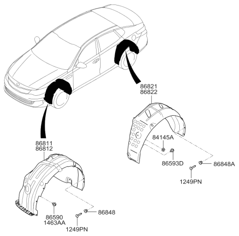 2016 Kia Optima Guard-Rear Wheel,LH Diagram for 86821D5000