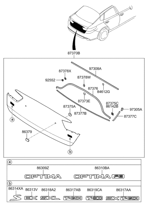 2017 Kia Optima Turbocharger G.D.I-Emblem Diagram for 86317D4000