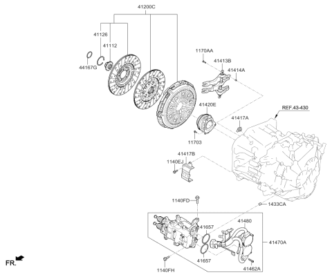 2017 Kia Optima Clutch & Release Fork Diagram