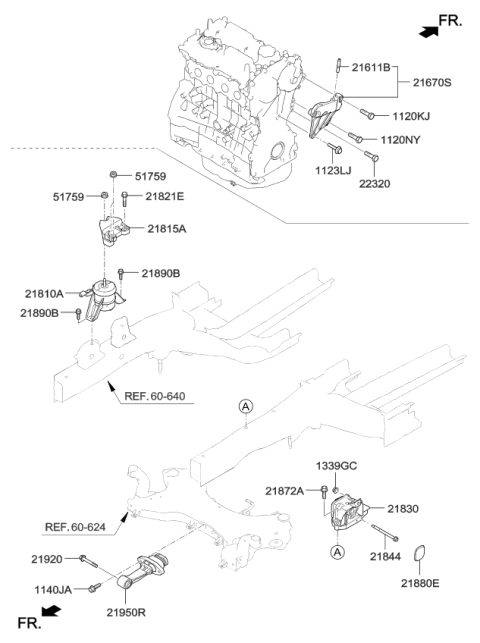 2017 Kia Optima Engine Mounting Bracket Assembly Diagram for 21810C1020