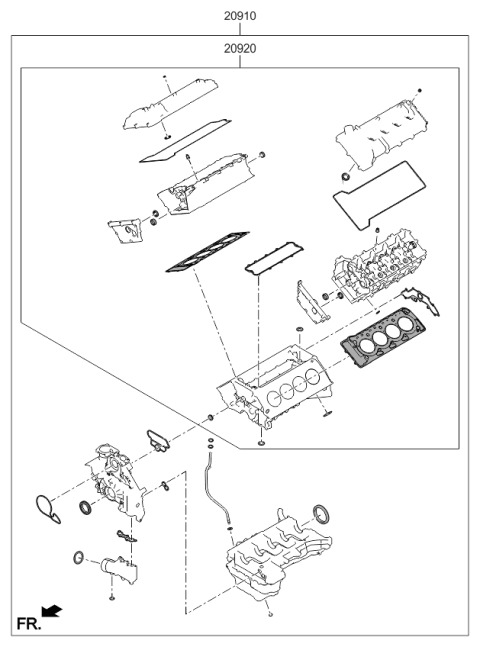 2017 Kia K900 Engine Gasket Kit Diagram 2