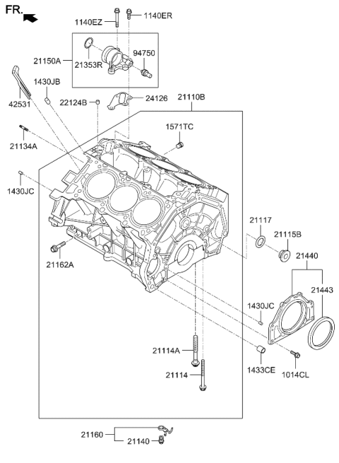 2016 Kia K900 Block Sub Assembly-Cylinder Diagram for 211103CHA0
