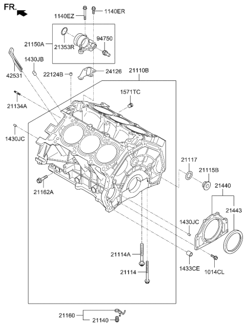 2016 Kia K900 Block Sub Assembly-Cylinder Diagram for 306W33CS00