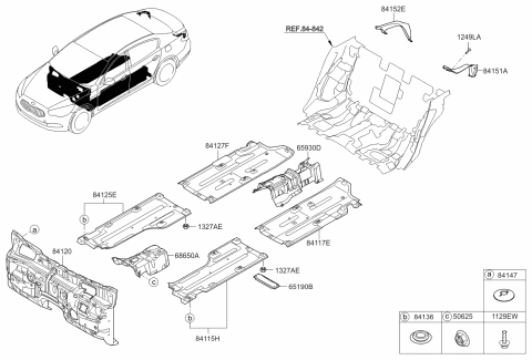 2017 Kia K900 Insulator-Rear Floor Diagram for 841333N030