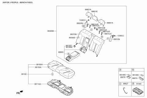 2016 Kia K900 Cushion Assembly-Rear Seat Diagram for 891003T100KER