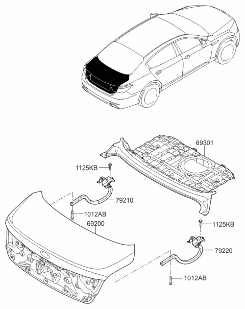 2017 Kia K900 Hinge Assembly-Trunk Lid Diagram for 792103T010