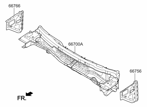 2016 Kia K900 Panel Assembly-COWL Comp Diagram for 667003T200