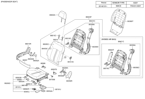 2016 Kia K900 Cushion Assembly-Front Seat Diagram for 882003TGB0KCF