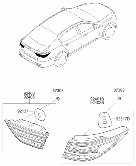 2017 Kia K900 Rear Combination Lamp Diagram