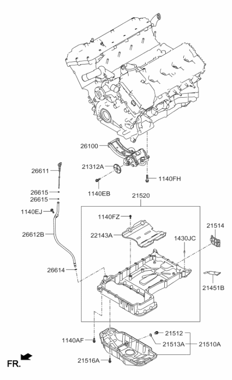 2016 Kia K900 Belt Cover & Oil Pan Diagram 2