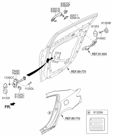 2016 Kia K900 Cover-Rear Door Outside Handle Diagram for 836523T100SWP