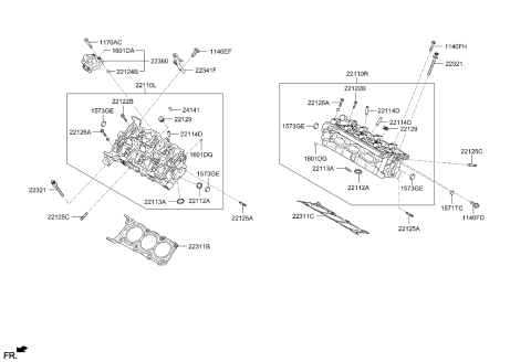 2016 Kia K900 Gasket-Cylinder Head Diagram for 223113CGC5