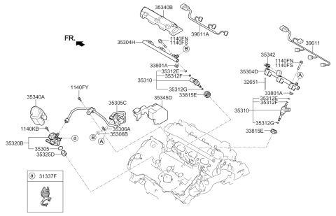 2016 Kia K900 Throttle Body & Injector Diagram 1