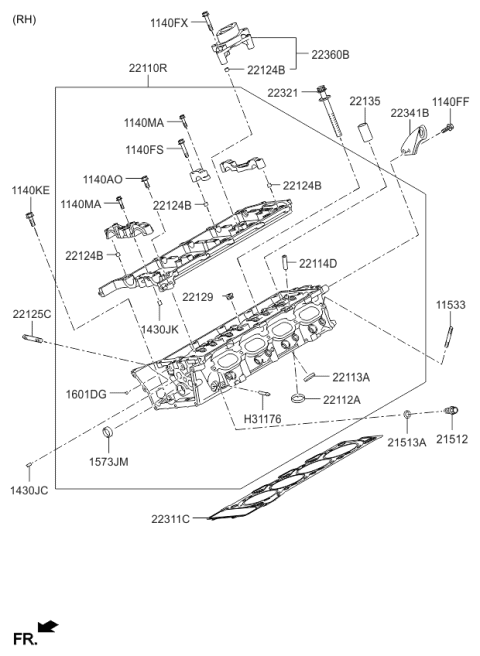 2016 Kia K900 Bolt-Cylinder Head Diagram for 223213F300