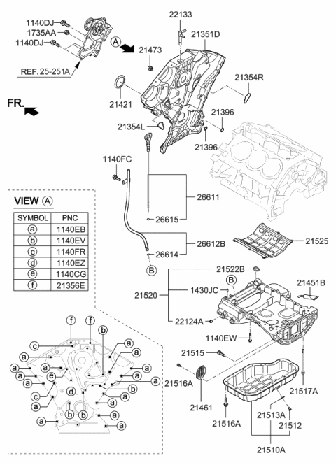 2017 Kia K900 Oil Level Gauge Guide Diagram for 266123C505