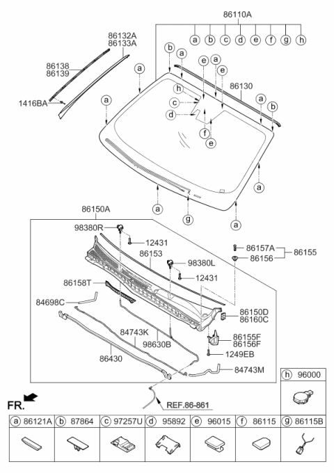 2016 Kia K900 Piece-COWL Top Cover Diagram for 861563T000