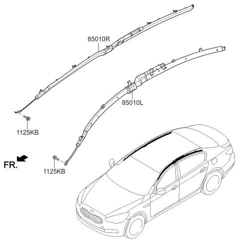 2017 Kia K900 Curtain Air Bag Module, Right Diagram for 850203T500