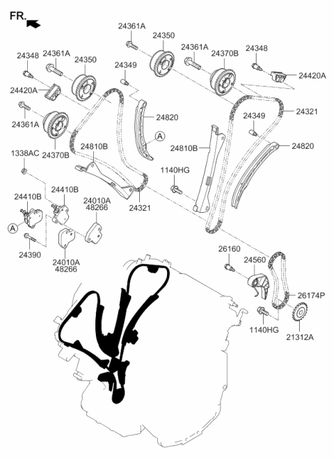 2017 Kia K900 TENSIONER Assembly-Timing Diagram for 244103CGA3