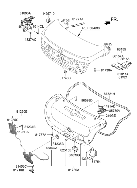 2017 Kia K900 Trim Assembly-Trunk Lid Diagram for 817503T510