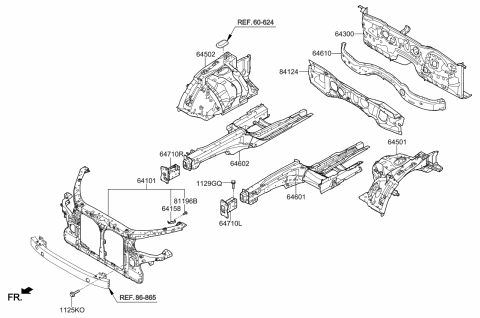 2017 Kia K900 Fender Apron & Radiator Support Panel Diagram