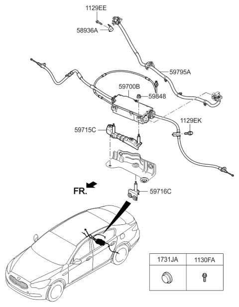 2016 Kia K900 Parking Brake Assembly-E Diagram for 597003T550