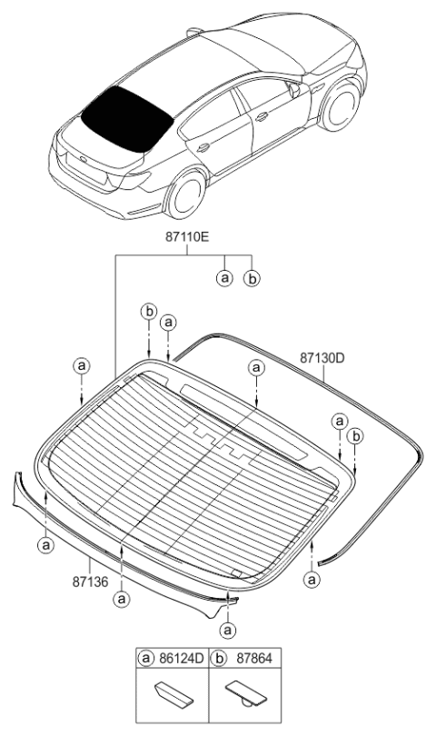 2016 Kia K900 Moulding-Rear Window Diagram for 871303T000