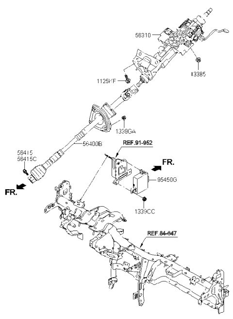 2016 Kia K900 Unit Assembly-Tilt & Tel Diagram for 954503T100