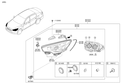 2017 Kia K900 Bulb-Head Light(Hid) Diagram for 1864735010